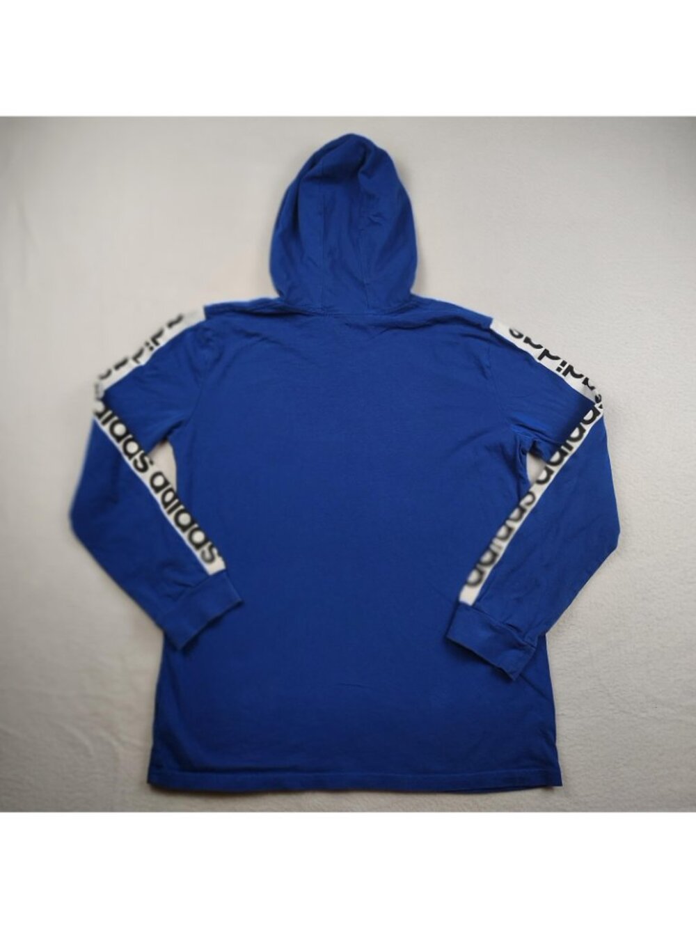 Adidas Hooded Shirt Youth Boys Large 14/16 Blue Long Sleeve Pullover - Picture 2 of 7